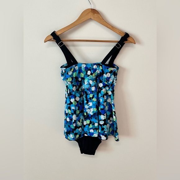 Maxine of Hollywood Women's Size 6 One Piece Swimsuit Blue - Picture 6 of 10